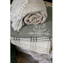 Aix pledd av overskuddsgarn med iskrystaller oliven 150x130