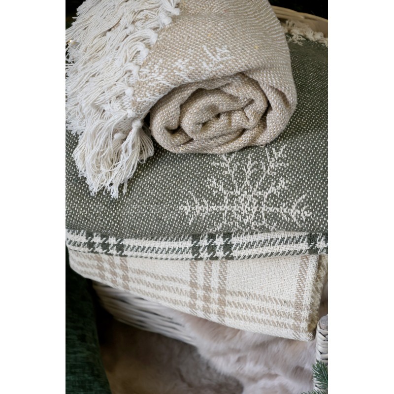 Aix pledd av overskuddsgarn med iskrystaller oliven 150x130