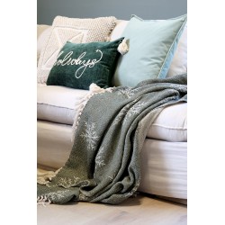 Aix pledd av overskuddsgarn med iskrystaller oliven 150x130