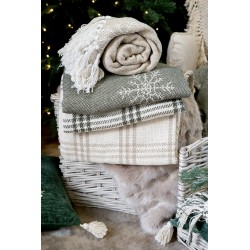 Aix pledd av overskuddsgarn med iskrystaller oliven 150x130