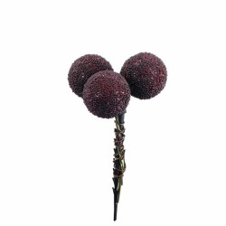 Bær m/sukker 3stk D2,5cm, 7cm pinne bordeaux