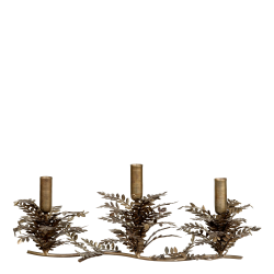 Stake med 3 lysholdere 18x47x15cm antikkmessing