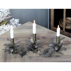 Stake med 3 lysholdere 18x47x15cm antikkmessing