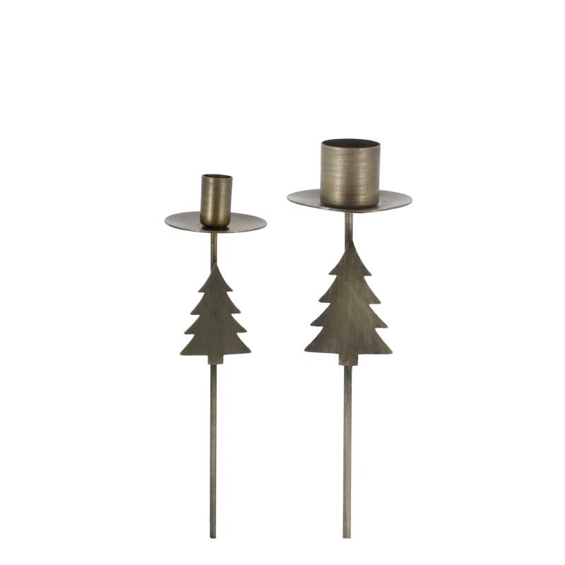 Spyd med juletre sett med to 18x4,5cm antikkmessing