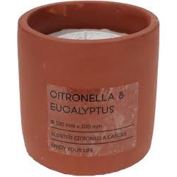 Duftlys terrakottakrukke citronella 10x10cm 170gr voks