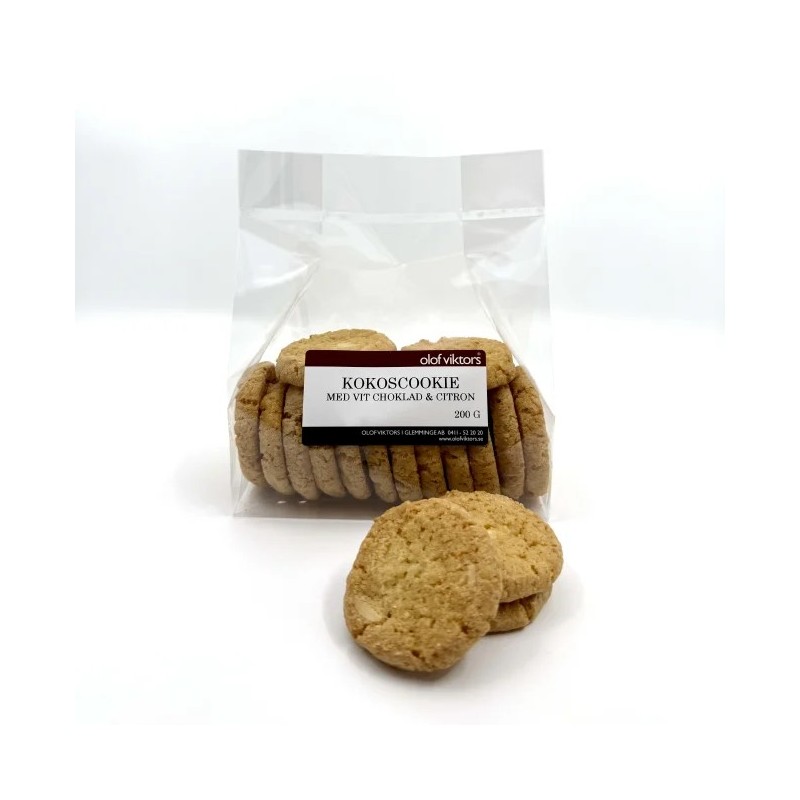 Kokoskjeks med hvit sjokolade og sitron Olof Victors 200gr