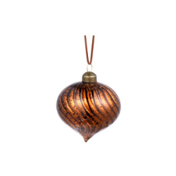 Julekule løk vridd glass 2ass D8 cm matt brun