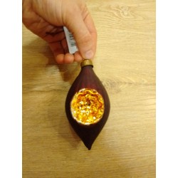 Julekule brun med speilhull antikk dråpeformet 8cm